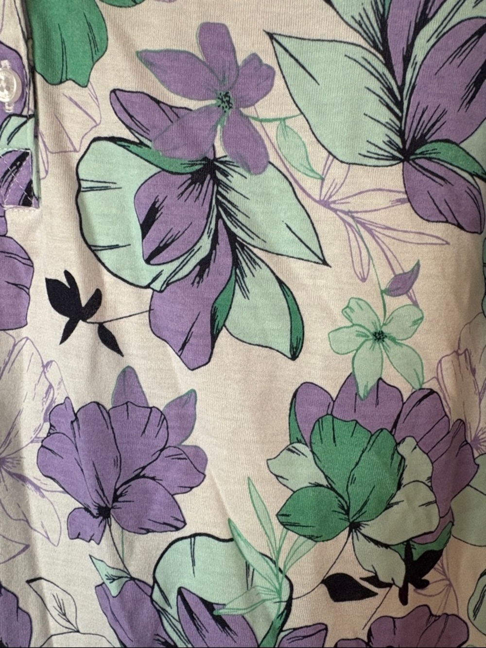 Liz Claiborne Purple & Mint Floral Sleeveless Henley Top Size L - Picture 7 of 9